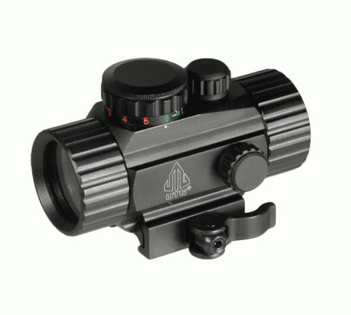 Коллиматорный прицел Leapers 1x30 Compact  закрытый, 2-х цв.подсветка, метка - круг с точкой, крепление на Weaver SCP-RG40CDQ
